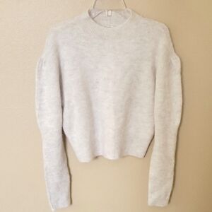 Madewell Womens Neutral Alpaca Blend Mockneck Puff Sleeve Sweater - Size Large